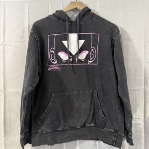 Avatar The Last Airbender Mens S Anime Black Acid Washed Hoodie Sweatshirt Faded
